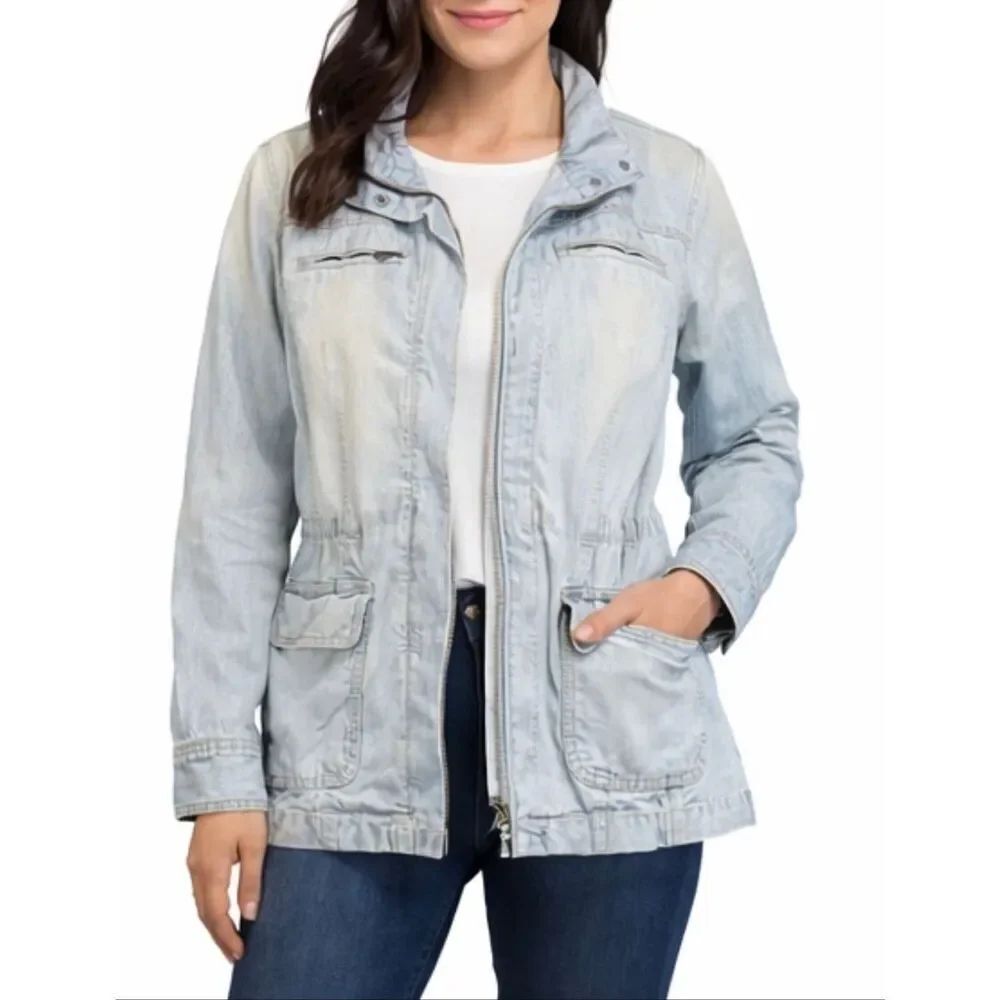 J. Jill light denim zip front jacket size xs